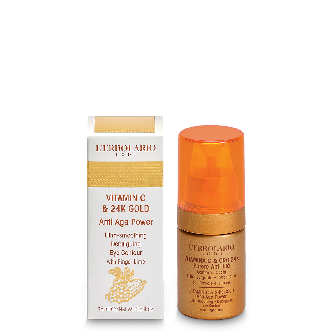 L'Erbolario Pudra de ochi Vitamina C si Aur 24K, 15ml