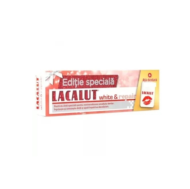 Lacalut Flora White pasta dinti 75ml+ata dentara, pachet aniversar
