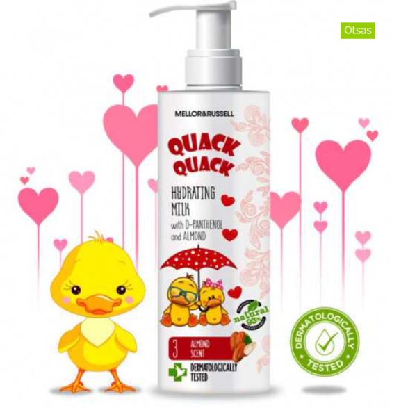 Lapte corp pentru copii Quack Quack 3 ani+ hidratant D-Pantenol si Ulei de Migdale, Rubella | 200 ml
