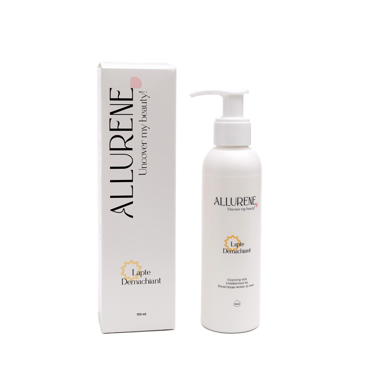 Lapte demachiant cu ceramide si ulei de migdale Uncover My Beauty, 150ml, Allurene