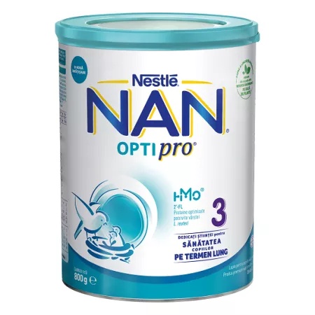 Lapte Nan 3 OptiPro +12luni, 800g, Nestle