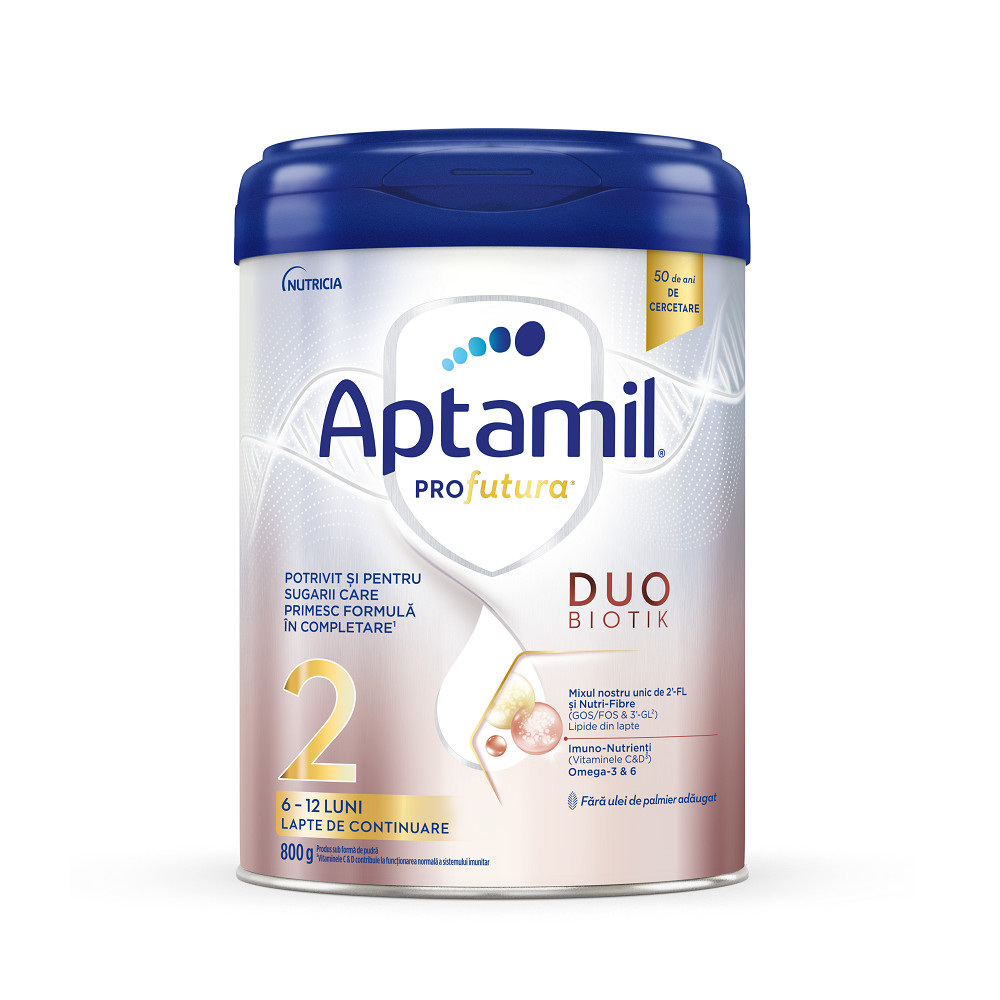 Lapte praf ProFutura 2 Duo Biotik, 6 - 12 luni, 800 g, Aptamil