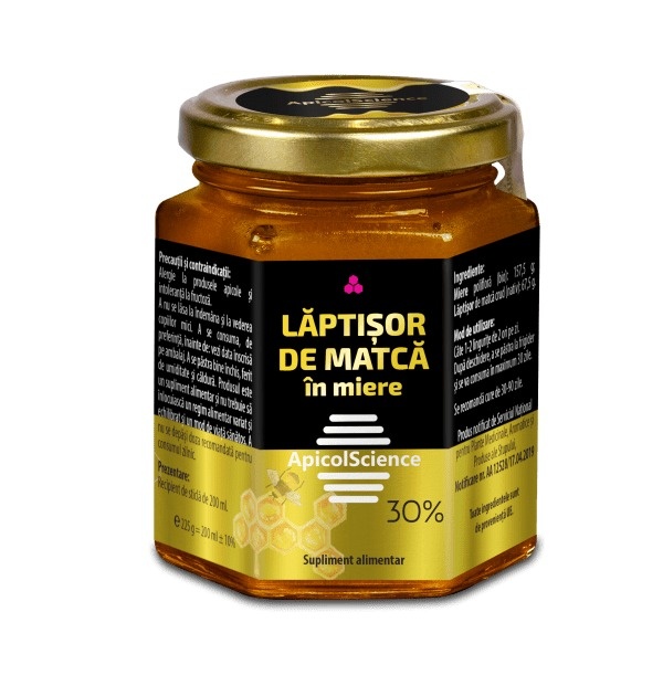 Laptisor de matca in miere 30%, 225g, ApicolScience