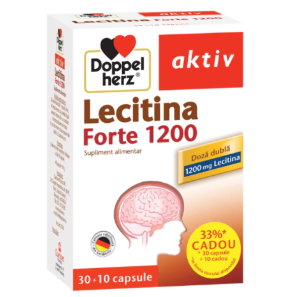 Lecitina Forte 1200 mg, Doppelherz Aktiv | 30 capsule + 10 capsule CADOU