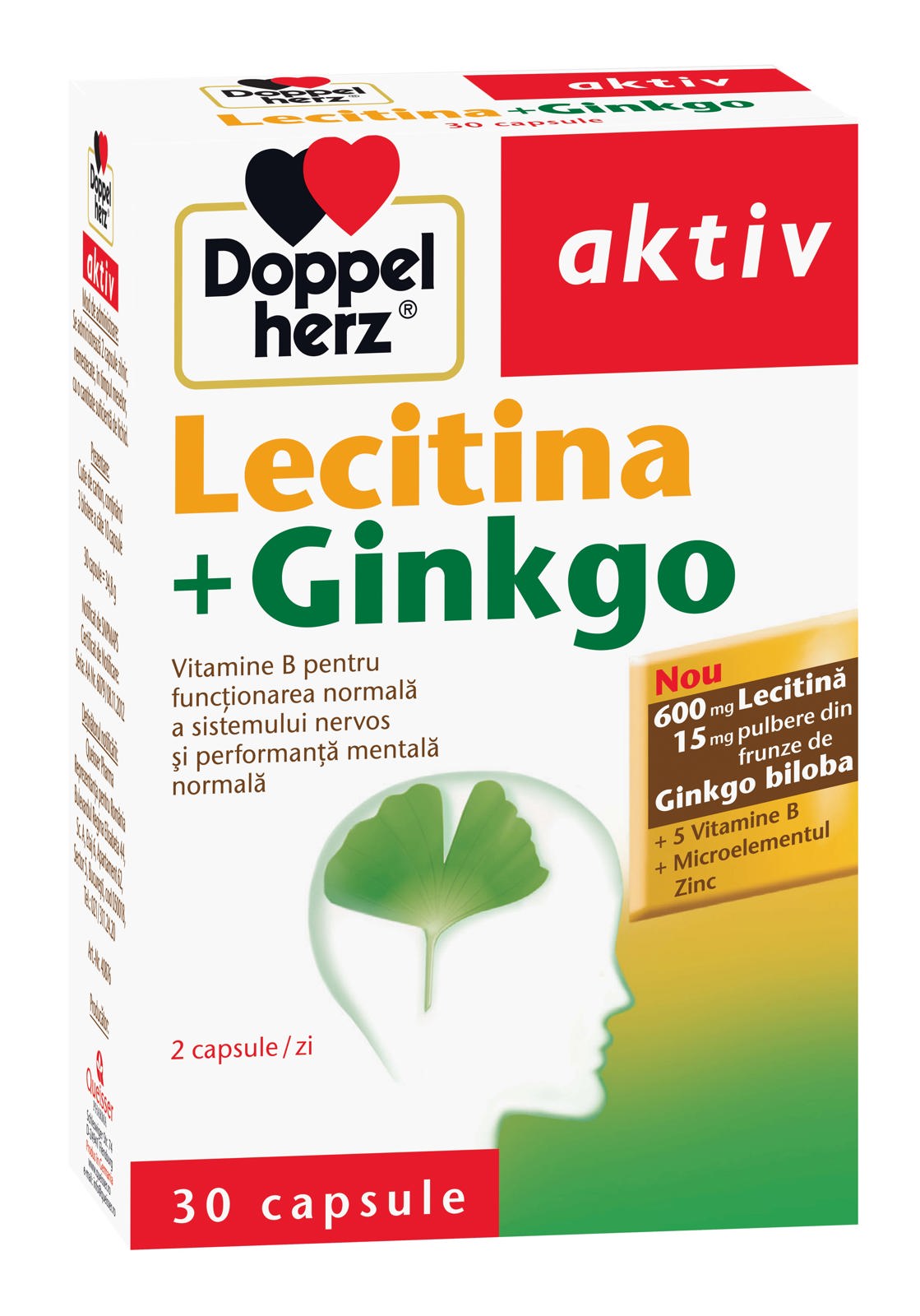 Lecitina + Ginkgo, Doppelherz Aktiv | 30 capsule