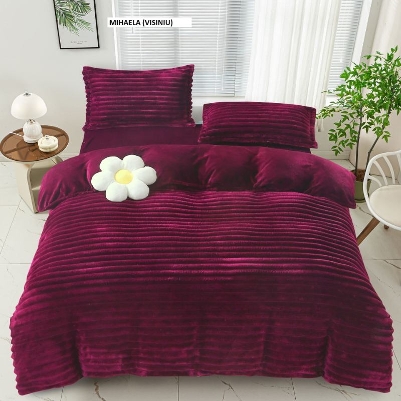 Lenjerie de pat pufoasa LINE Mihaela (visiniu) 230x250 cm, Ralex | 1 buc