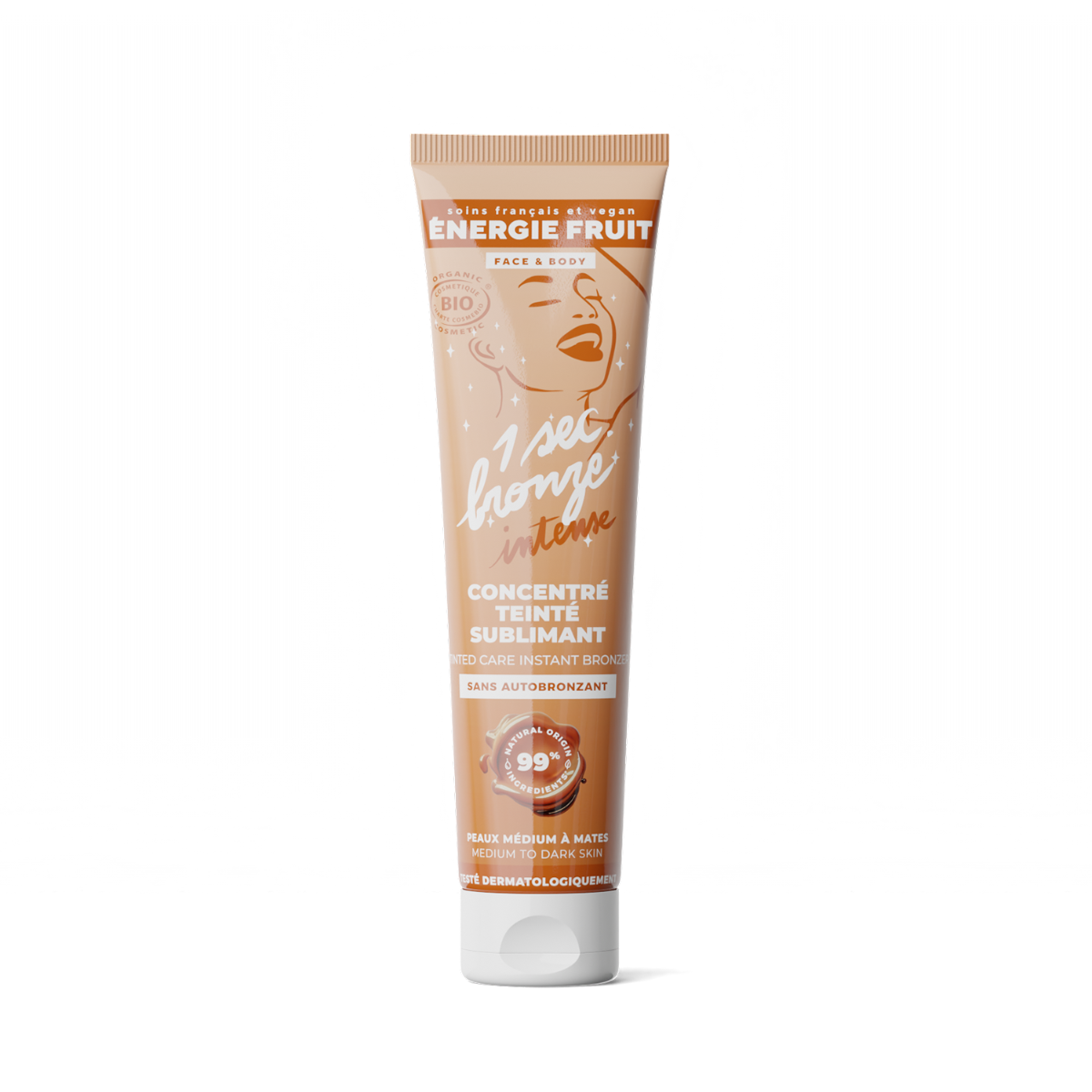 Lotiune iluminatoare fata si corp cu efect de bronz instant Mid to Dark skin, 100ml, Energie Fruit