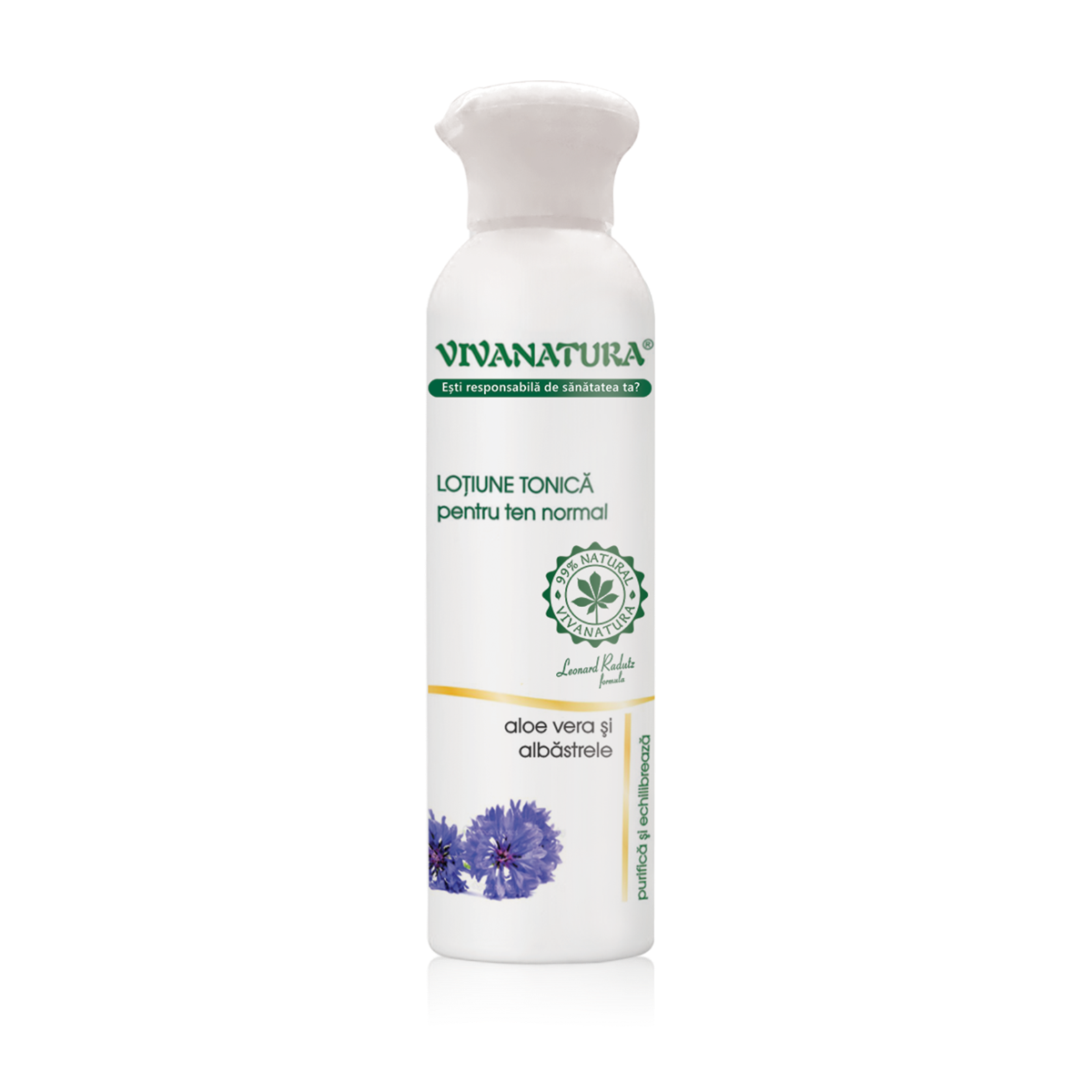 Lotiune tonica pentru ten normal cu aloe vera si albastrele, 150ml, VivaNatura