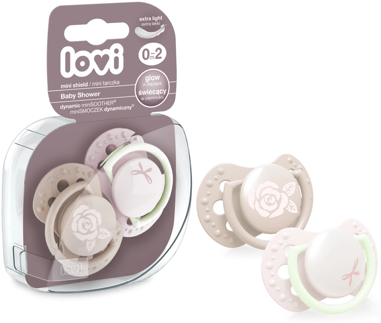 LOVI Suzeta silicon dynamic 0-2 luni baby shower fata, 2buc 22/900