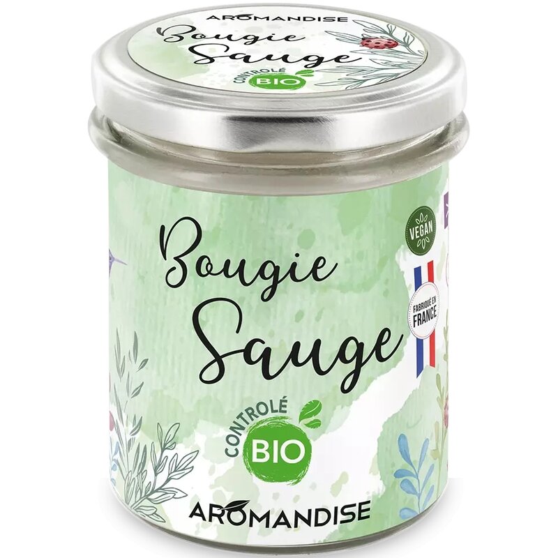 Lumanare parfumata cu salvie ecologica 150g Aromandise