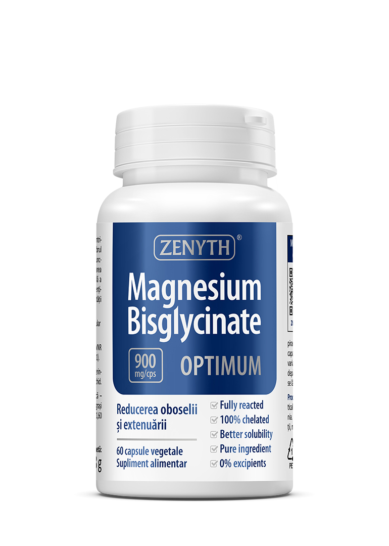 Magnesium Bisglycinate Optimum 900mg, 60 capsule vegetale, Zenyth