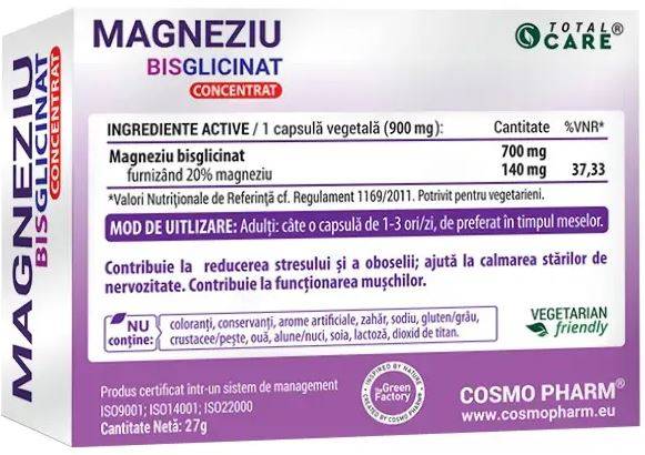 MAGNEZIU BISGLICINAT Concentrat 30 capsule - Cosmo Pharm - poza 2