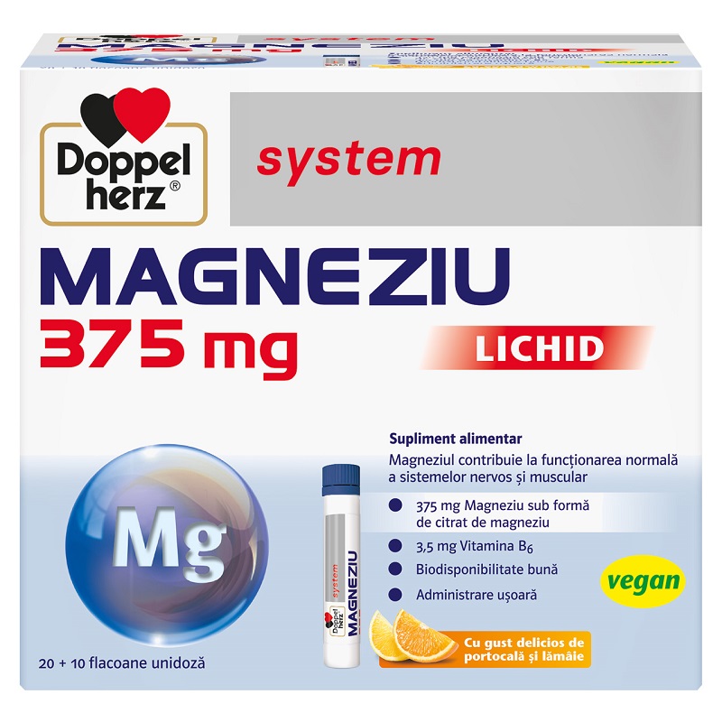 Magneziu lichid 375 mg, Doppelherz System | 30 flacoane