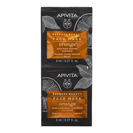 Masca de fata pentru luminozitate cu portocale Express Beauty, 8ml, 2 bucati, Apivita