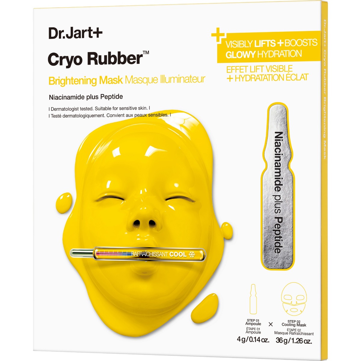Masca de fata pentru ten radiant cu niacinamida Cryo Rubber, 4g+36g, Dr. Jart