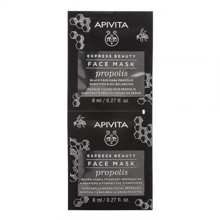 Masca de fata purifianta cu extract de propolis Express Beauty, 8ml, 2 bucati, Apivita