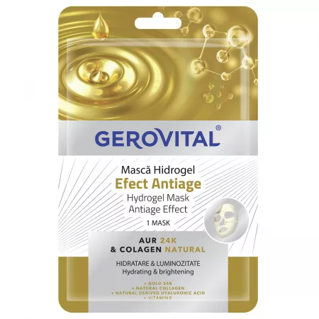 Masca pentru fata cu efect antiage Hidrogel, Gerovital, Farmec | 1 bucata