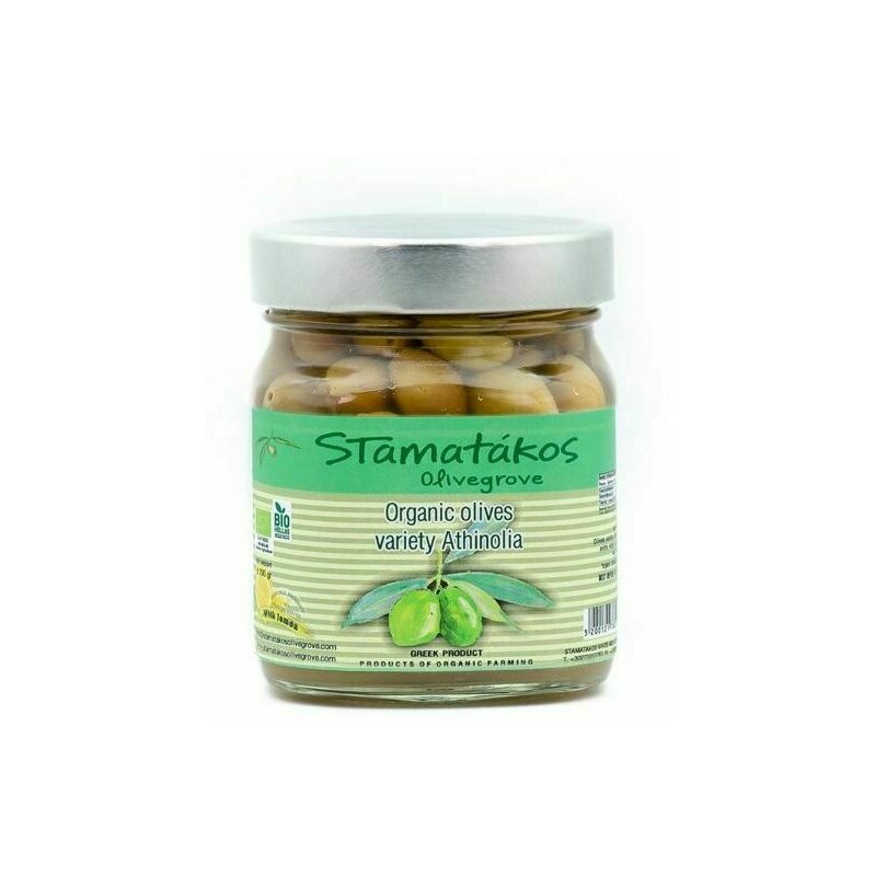 Masline verzi anthinolia cu cimbru si lamaie bio 290g Stamatakos Olivegrove