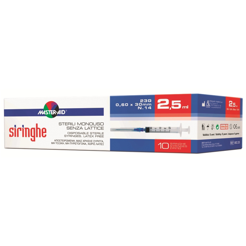 Master-Aid Seringi Sterile de Unică Folosință cu Ac, 2,5 ml, 10 bucăți