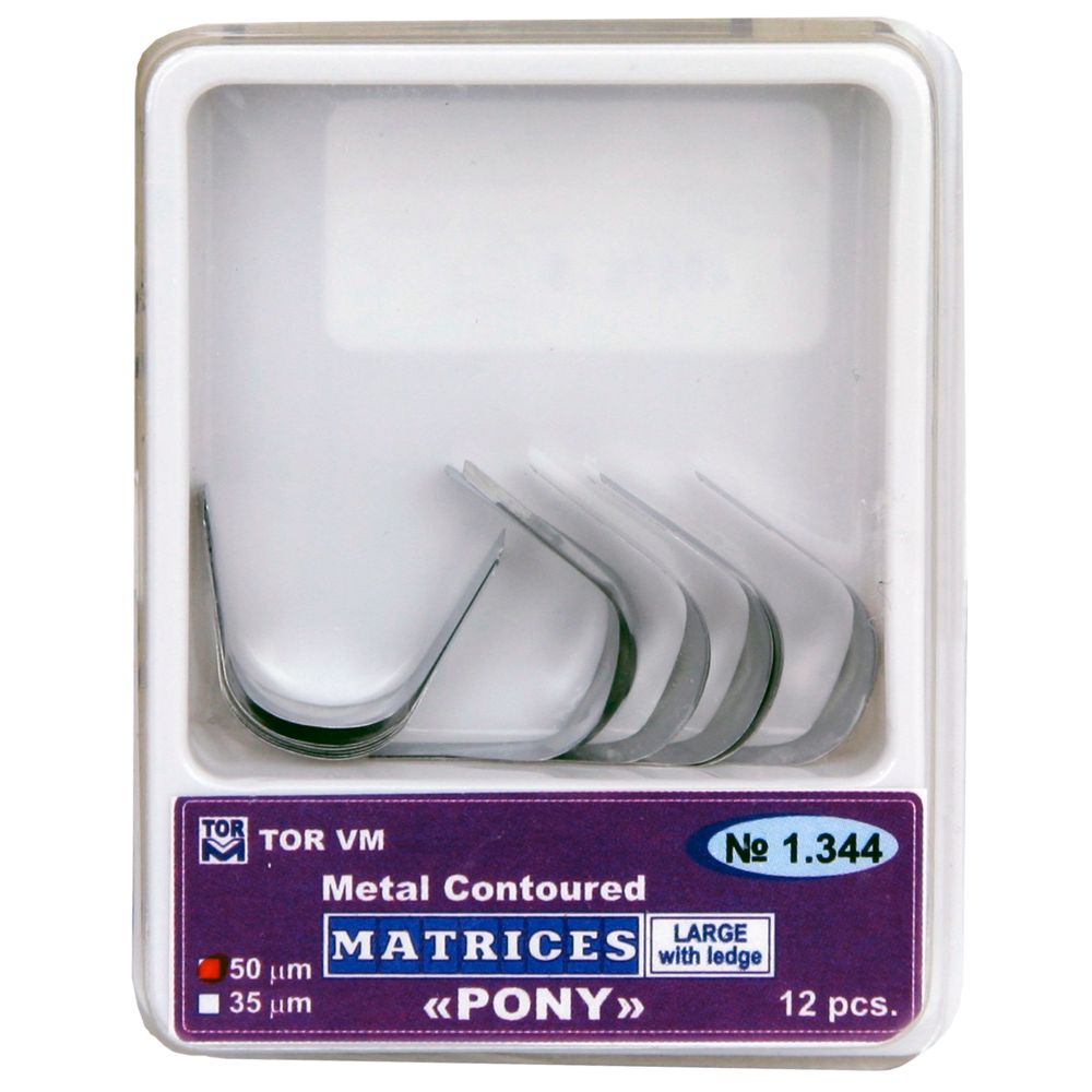 Matrici dentare metalice bombate Pony din inox, marime L sau S, 12 bucati - matrici dentare metalice pentru obturatii stomatologice