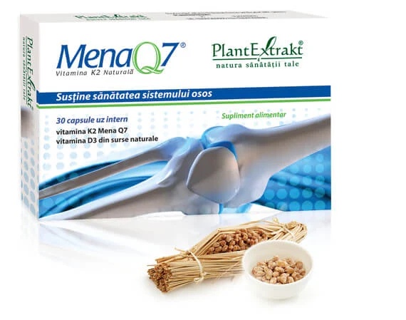 Mena Q7 - Vitamina K2 naturala, 30 capsule, PlantExtract