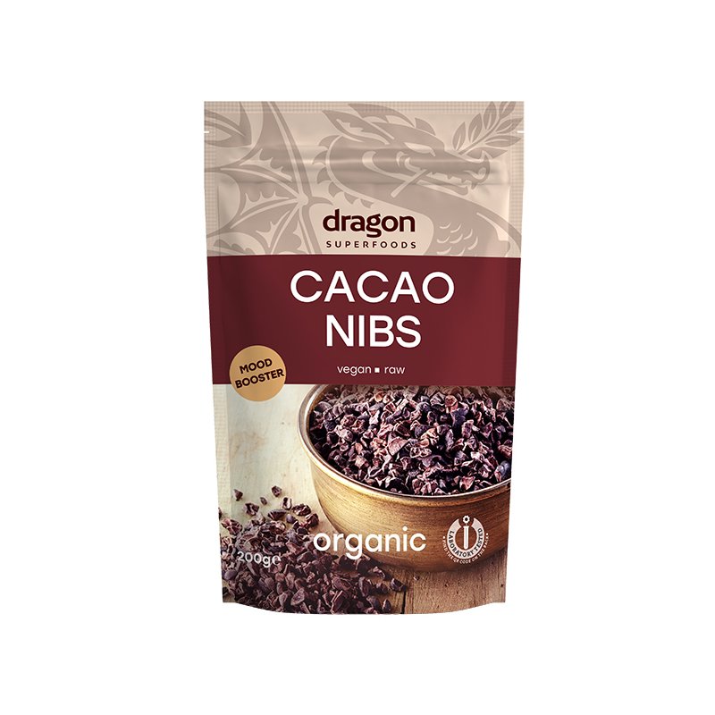 Miez din boabe de cacao criollo bio 200g Dragon Superfoods