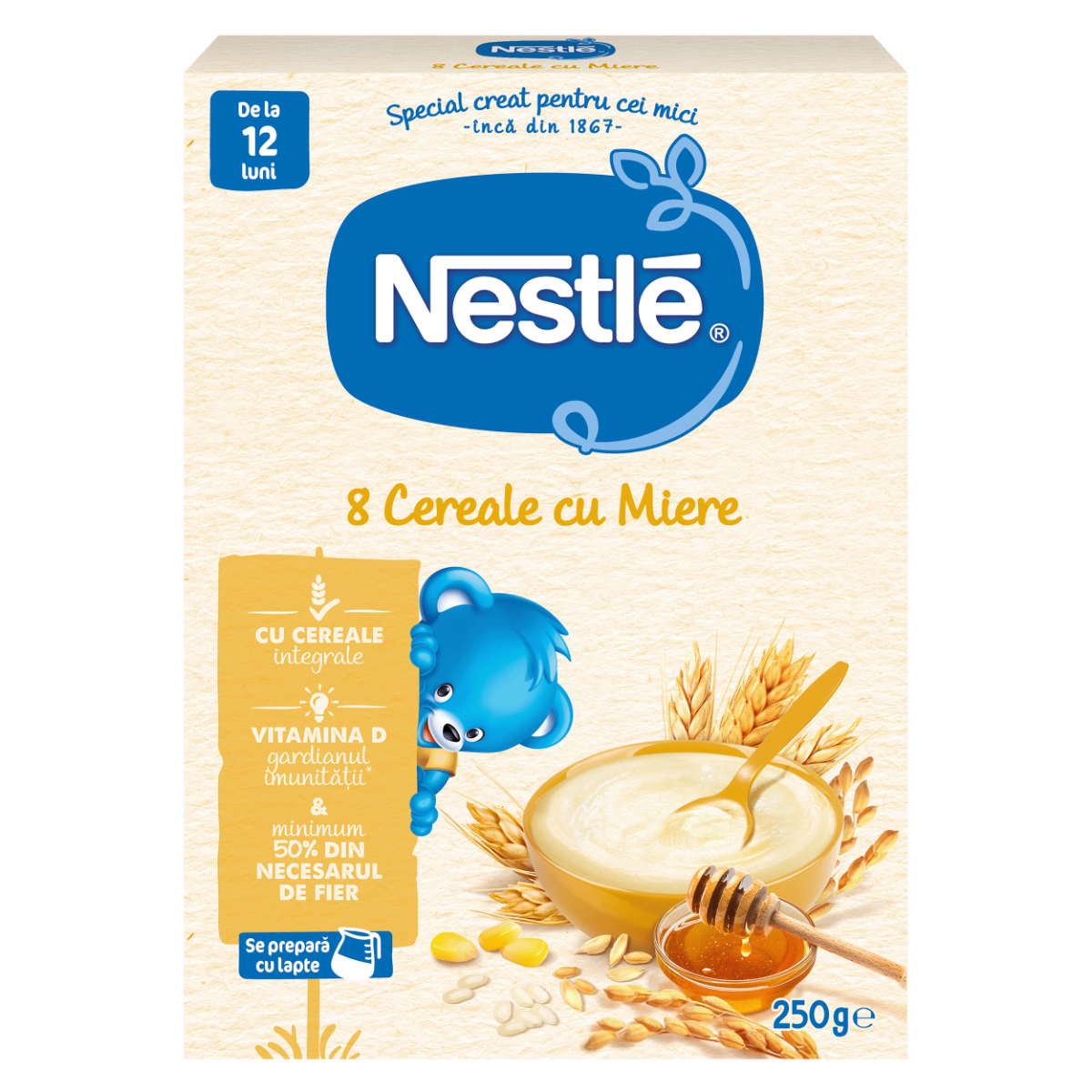 Mix 8 Cereale cu miere de la 12 luni, 250g, Nestle
