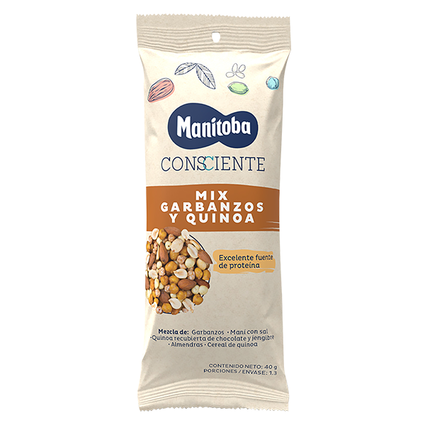 Mix de naut arahide migdale cereale de quinoa si quinoa invelita in ciocolata, 40g, Manitoba