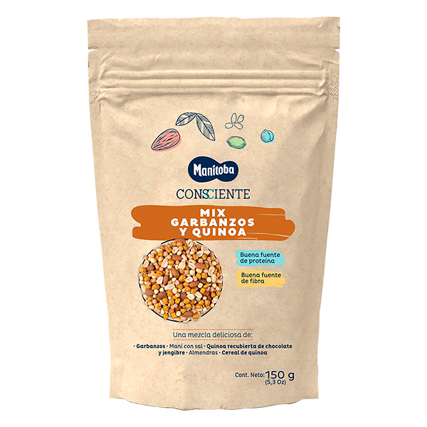 Mix de naut arahide migdale si quinoa invelita in ciocolata, 150g, Manitoba