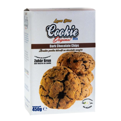 Mix pentru biscuiti cu ciocolata neagra Dark Chocolate Chip, 450g, Lucas Bites