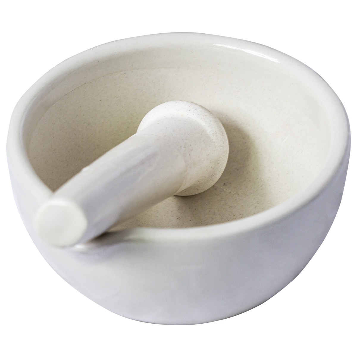 Mojar cu pistil din portelan neted, cu cioc, diametru exterior 130 mm