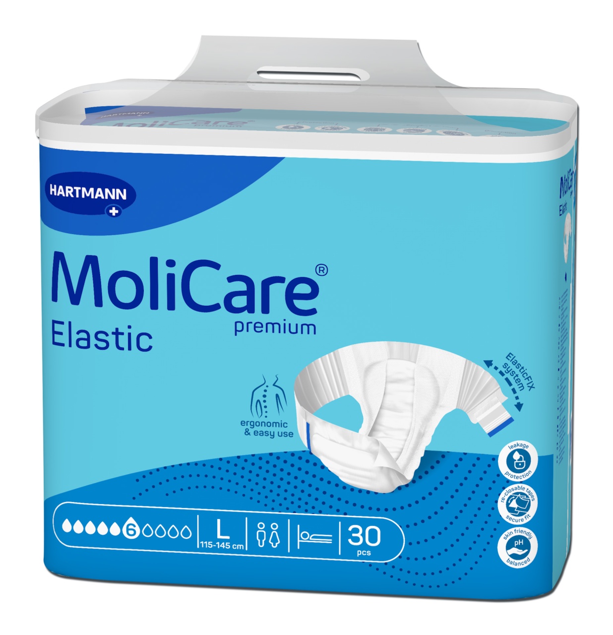 MoliCare Premium Elastic Scutece adulti L, 30 bucati – 6 picaturi, Hartmann