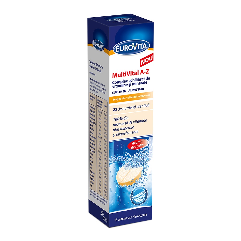 Multivital A-Z,Eurovita | 15 comprimate efervescente