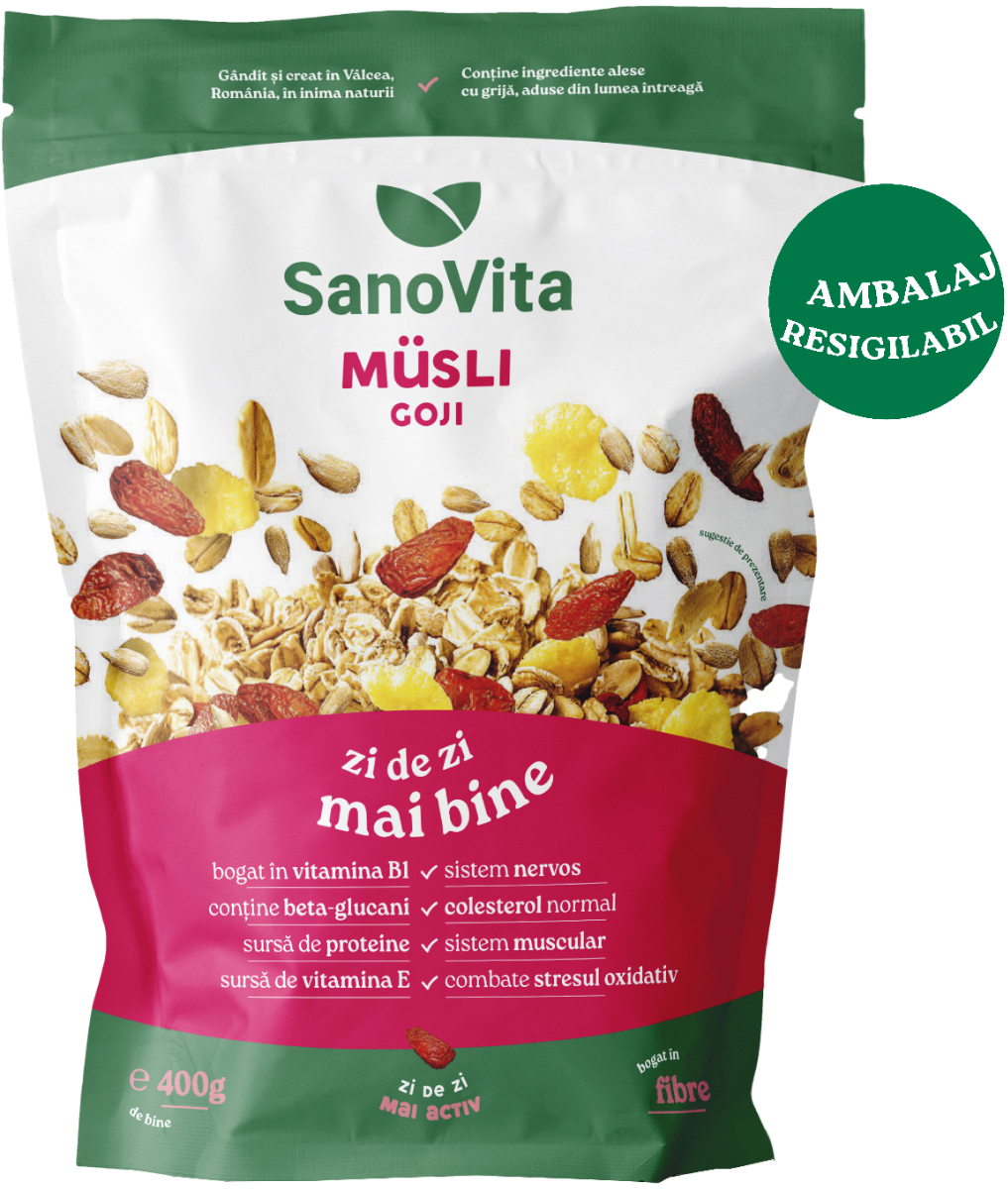 Musli cu goji fara zahar, 400g, SanoVita