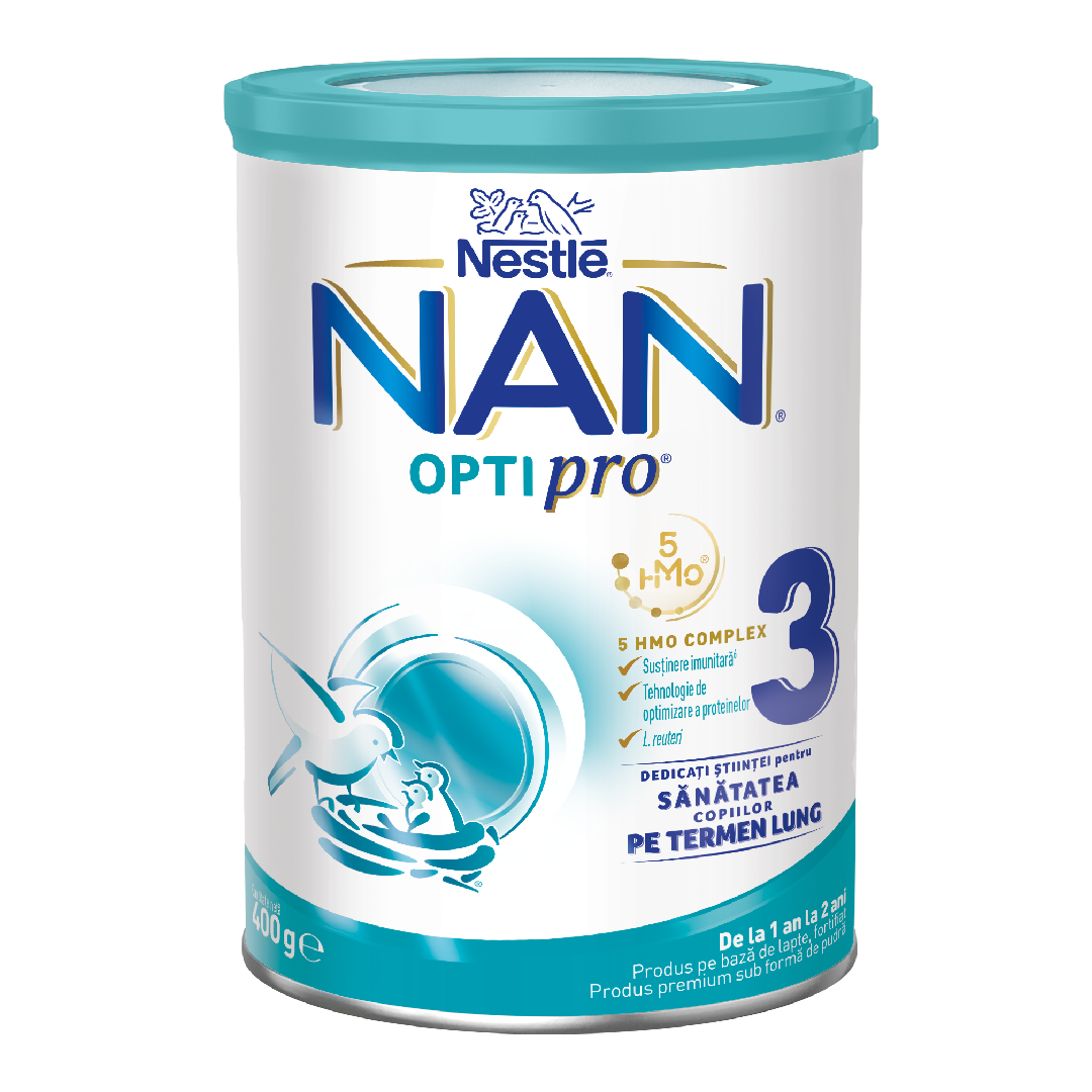 Formula de lapte praf Nan 3 Optipro HMO, 12+ luni, 400 g, Nestle