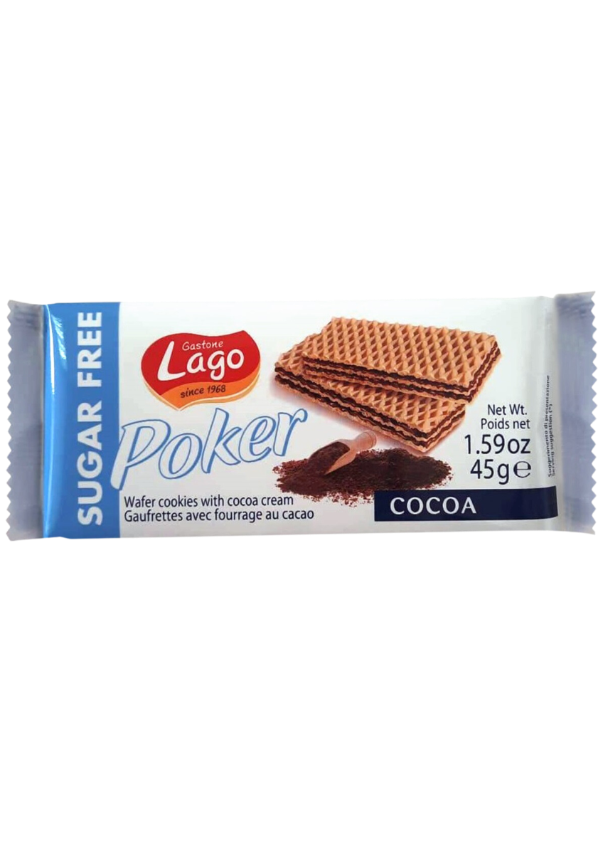 Napolitane cu crema de cacao fara zahar, 45g, Lago