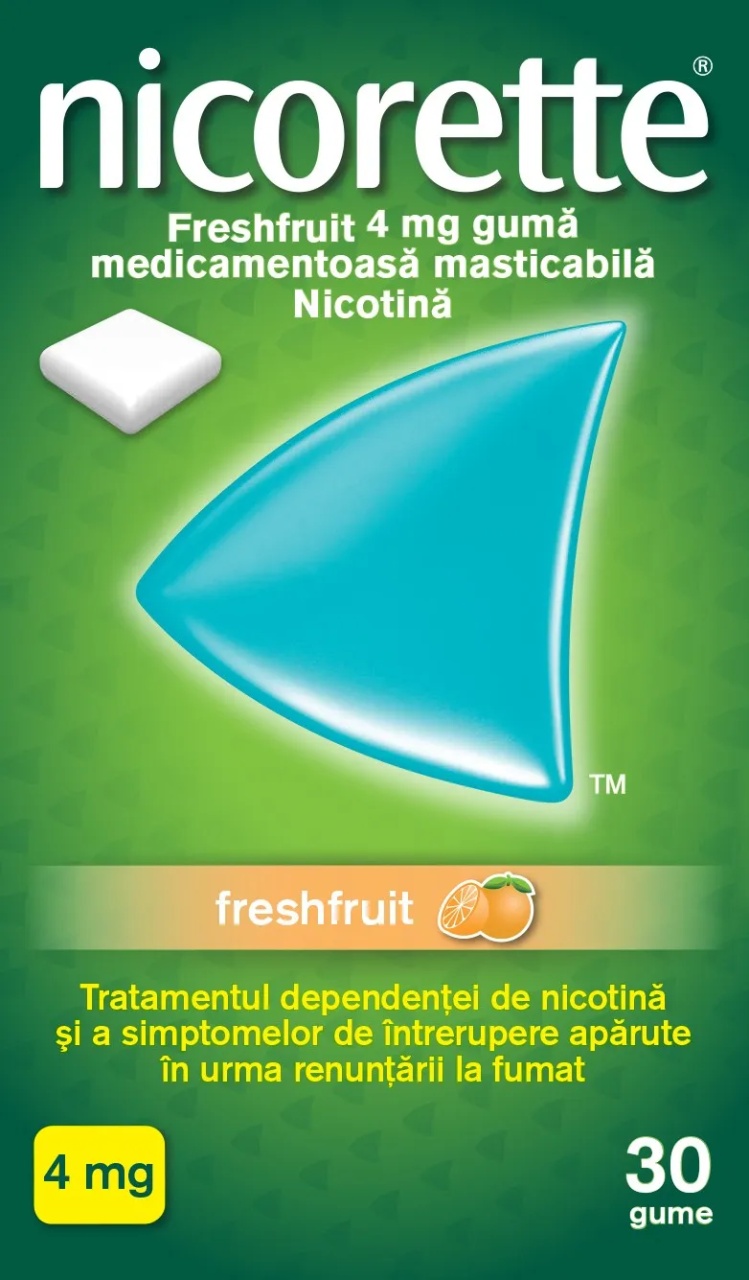 Nicorette FreshFruit, 4mg, 30buc guma mast, Kenvue