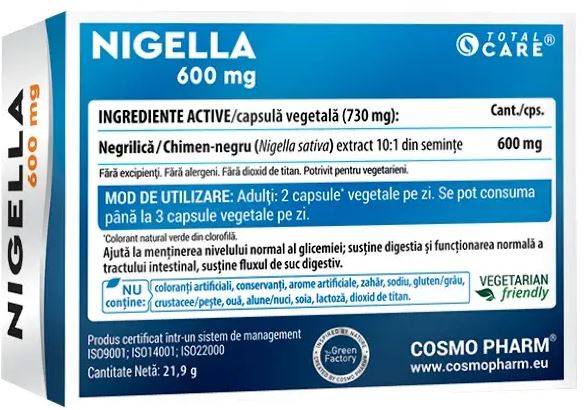 NIGELLA, NEGRILICA 600mg, 30 capsule - COSMO PHARM - poza 2