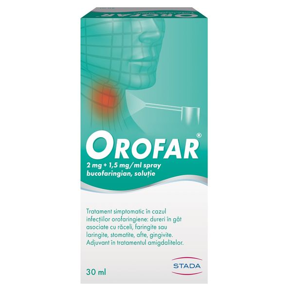 Orofar spray bucofaringian 2 + 1,5 mg/ml, Stada | 30 ml