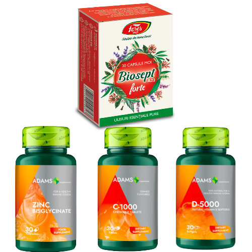 Pachet Biosept Forte, Zinc, Vitamina C si D