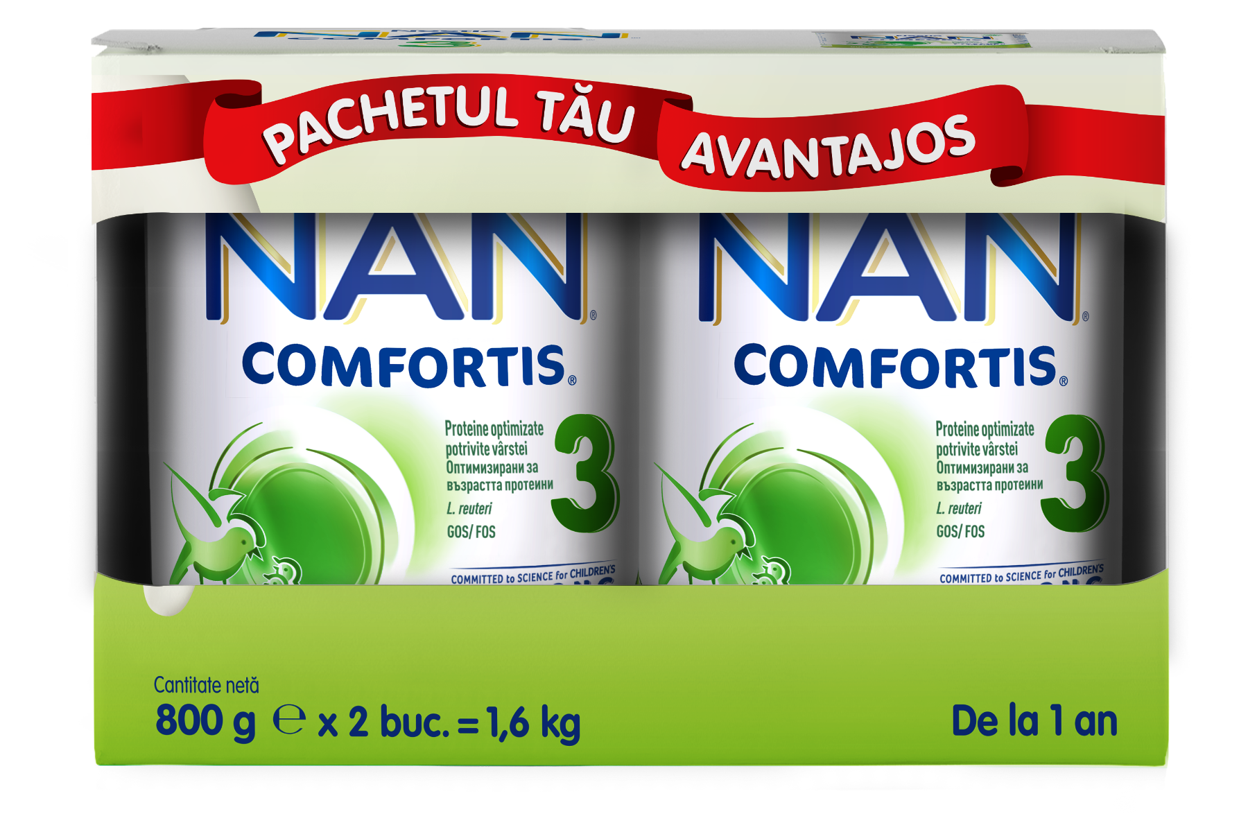 Pachet Nan 3 Comfortis 1-2 ani, 2 x 800g, Nestle