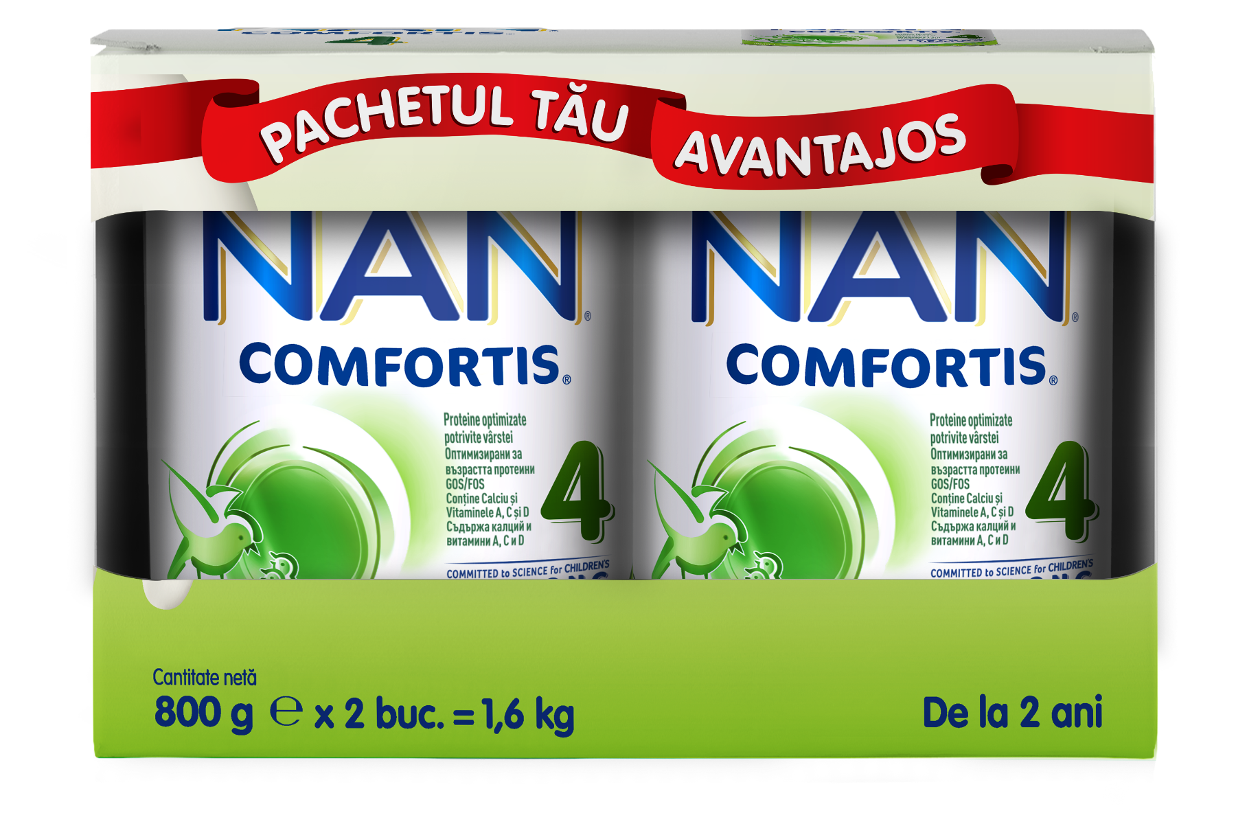 Pachet Nan 4 Comfortis +2 ani, 2 x 800g, Nestle