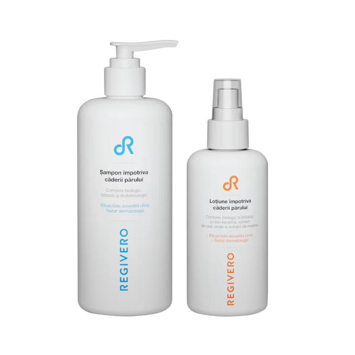 Pachet pentru ingrijirea parului anti-cadere Sampon 250ml + Lotiune 150ml, Regivero