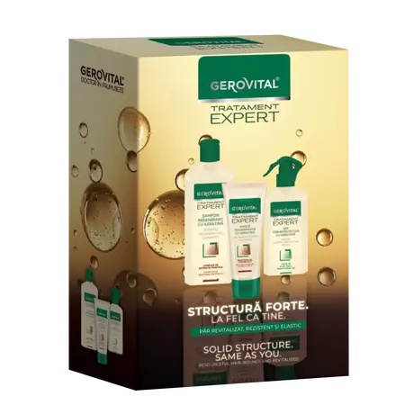 Pachet Sampon regenerant, 250ml + Masca regeneranta, 150ml + Ser termoprotector, 150ml, 4444, Gerovital