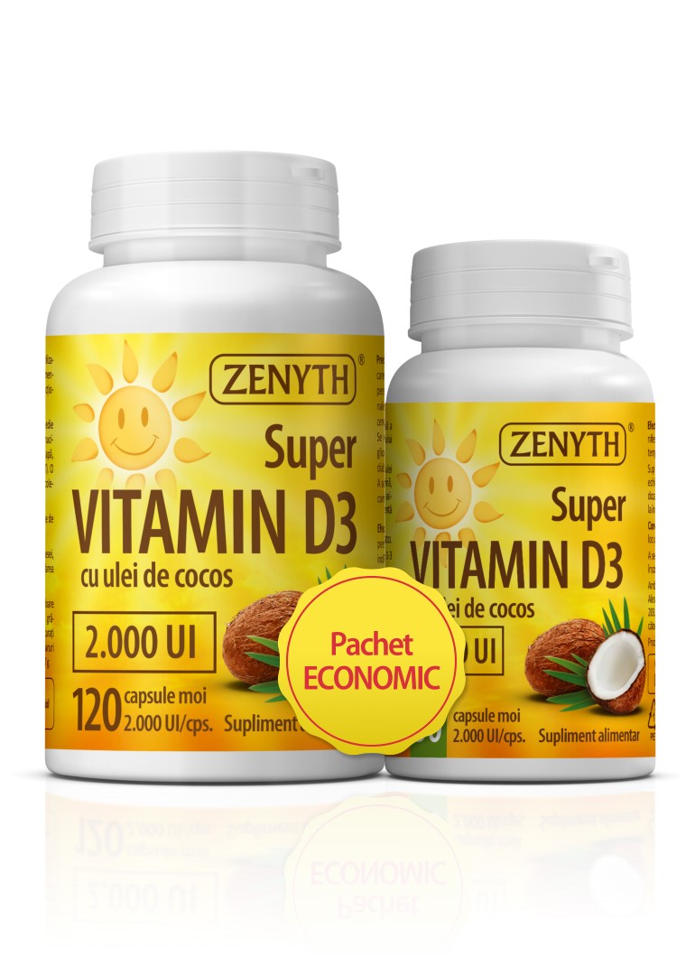 Pachet Supervitamina D3 , 120 capsule + 30 capsule, Zenyth