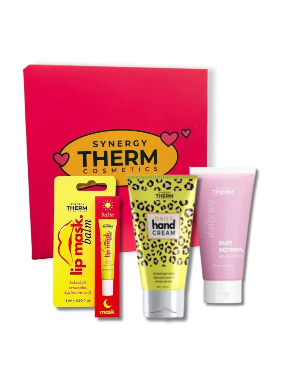 Pachet Synergy Therm: Balsam Buze Lip Mask 15ml + Crema Daily Use Sunscreen SPF50 , 50ml + Crema de maini Daily Hand Cream, 50ml, Synergy Therm