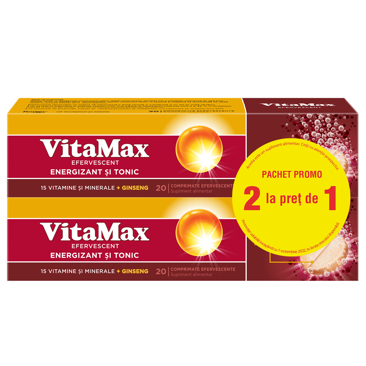 Pachet Vitamax 2 la pret de 1, 2 x 20 comprimate efervescente, Perrigo
