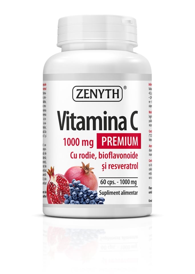 Pachet Vitamina C Premium cu rodie, 1000 mg, 90 cps, Zenyth - poza 3