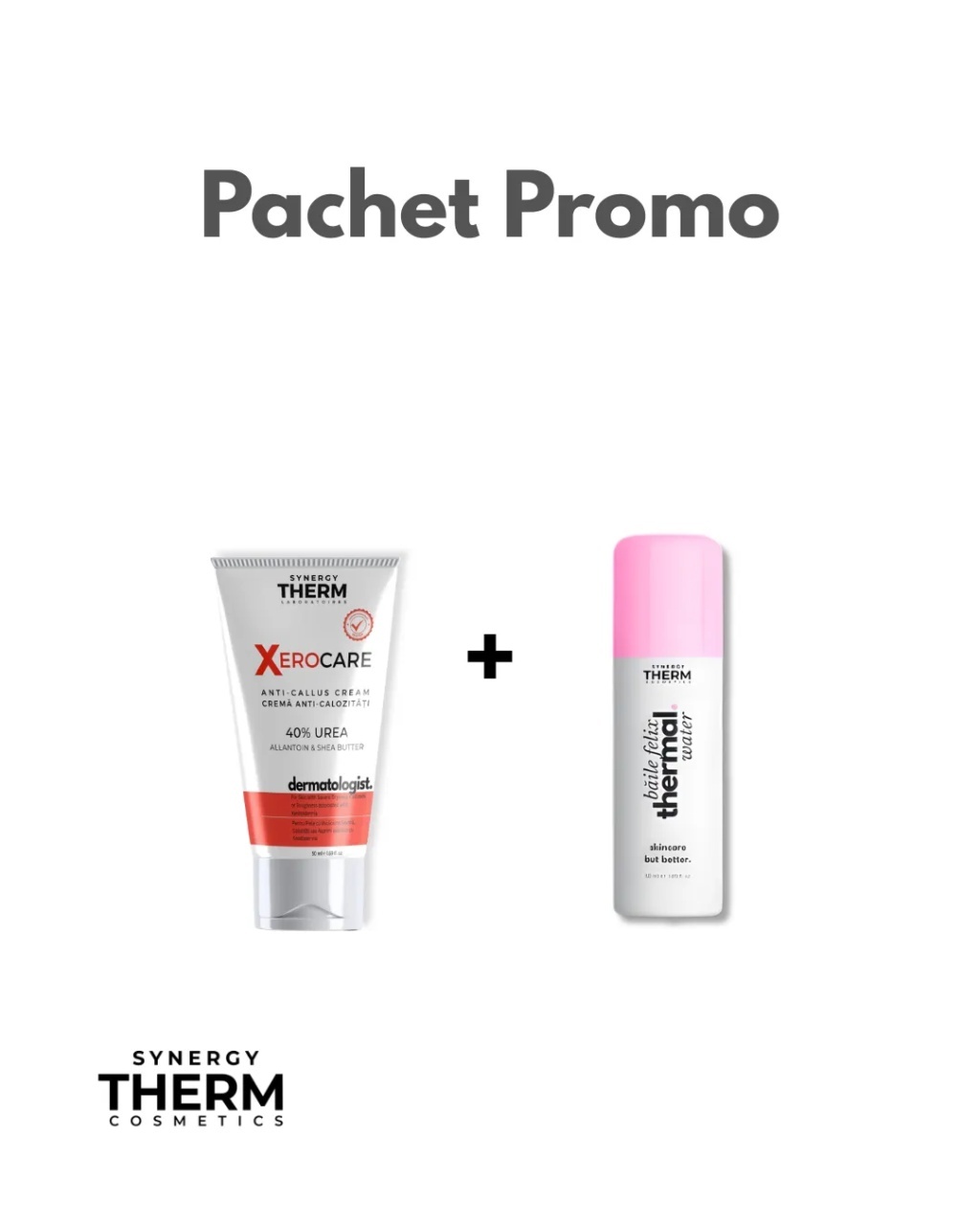 Pachet Xerocare Dermatologist crema anti-calozitati 40% uree, 50ml + Apa termala Baile Felix, 50ml, Synergy Therm