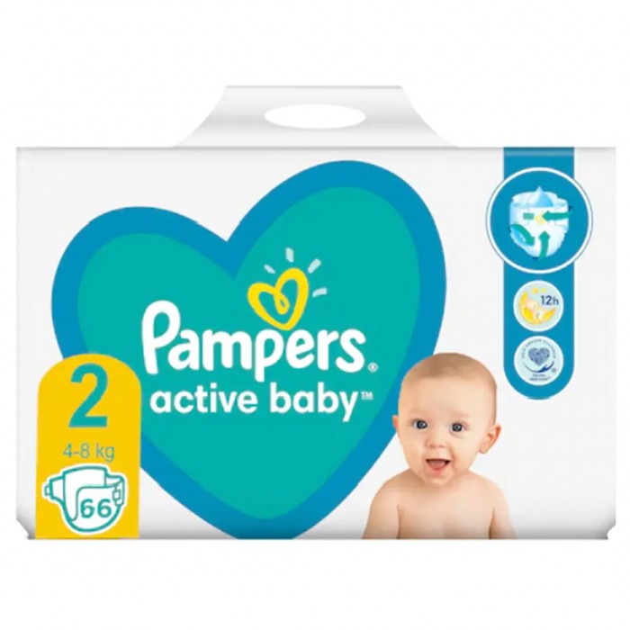 Pampers Active Baby nr.2, 4-8 kg, P&G | 66 bucati